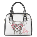 Cute Chihuahua With Glasses Print Shoulder Handbag