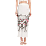 Cute Chihuahua With Glasses Print Side Slit Maxi Skirt