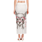 Cute Chihuahua With Glasses Print Side Slit Maxi Skirt