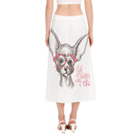 Cute Chihuahua With Glasses Print Side Slit Midi Skirt