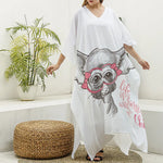 Cute Chihuahua With Glasses Print Silk V-Neck Kaftan Dress