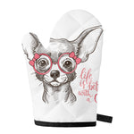Cute Chihuahua With Glasses Print Single Oven Mitt