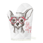 Cute Chihuahua With Glasses Print Single Oven Mitt