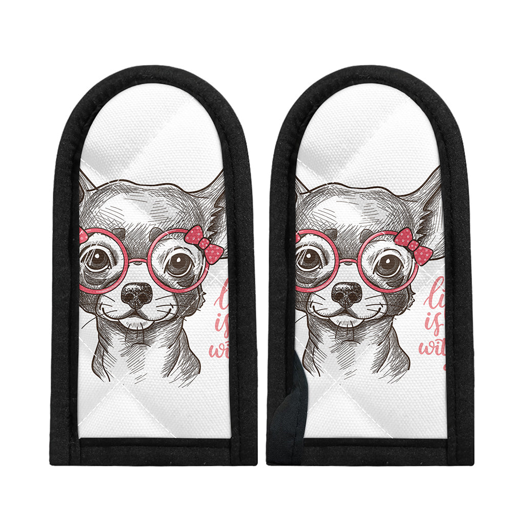 Cute Chihuahua With Glasses Print Skillet Handle Cover