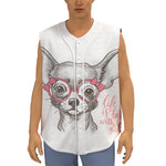 Cute Chihuahua With Glasses Print Sleeveless Baseball Jersey