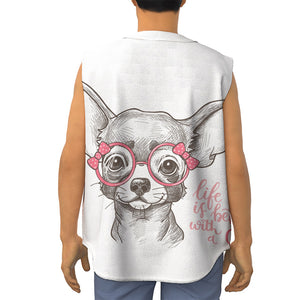 Cute Chihuahua With Glasses Print Sleeveless Baseball Jersey