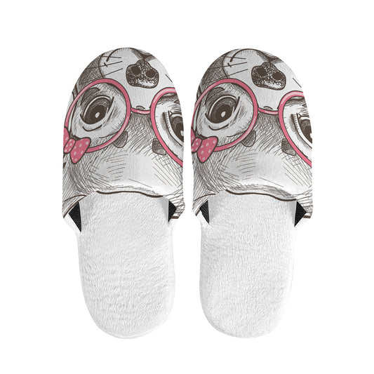 Cute Chihuahua With Glasses Print Slippers