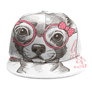 Cute Chihuahua With Glasses Print Snapback Cap