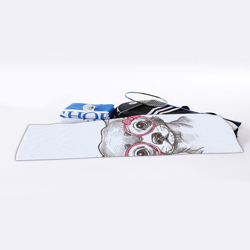 Cute Chihuahua With Glasses Print Sports Towel