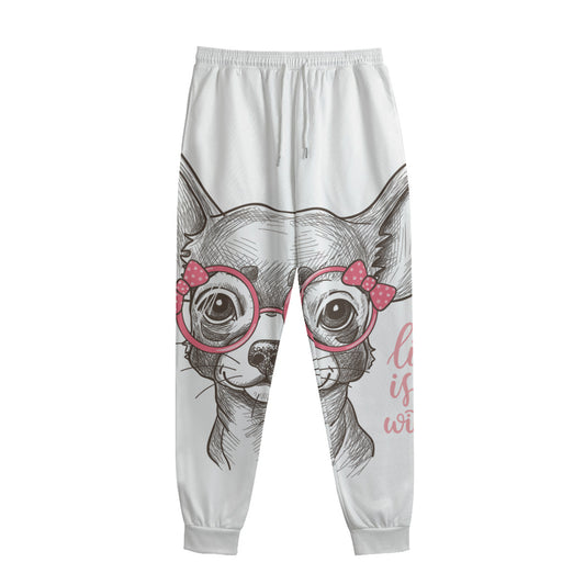 Cute Chihuahua With Glasses Print Sweatpants