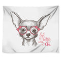 Cute Chihuahua With Glasses Print Tapestry