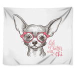 Cute Chihuahua With Glasses Print Tapestry