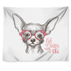 Cute Chihuahua With Glasses Print Tapestry