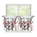 Cute Chihuahua With Glasses Print Tier Curtains
