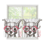 Cute Chihuahua With Glasses Print Tier Curtains