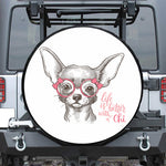 Cute Chihuahua With Glasses Print Tire Cover