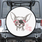 Cute Chihuahua With Glasses Print Tire Cover With Camera Hole