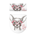 Cute Chihuahua With Glasses Print Toilet Lid And Tank Cover Set