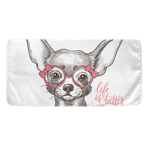 Cute Chihuahua With Glasses Print Towel