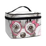 Cute Chihuahua With Glasses Print Travel Makeup Bag
