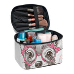 Cute Chihuahua With Glasses Print Travel Makeup Bag