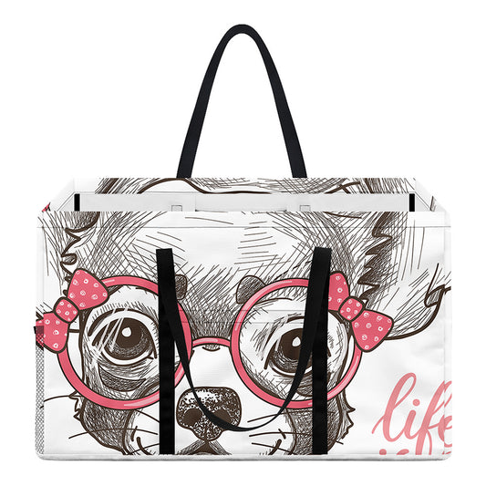 Cute Chihuahua With Glasses Print Utility Tote Bag