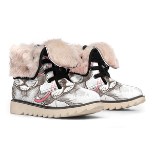 Cute Chihuahua With Glasses Print Winter Boots