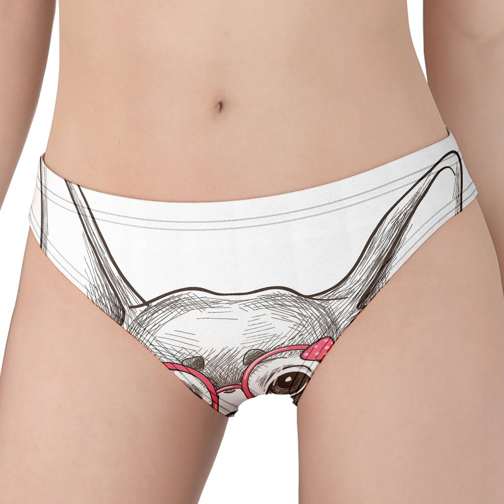 Cute Chihuahua With Glasses Print Women's Panties