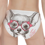 Cute Chihuahua With Glasses Print Women's Panties