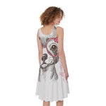 Cute Chihuahua With Glasses Print Women's Sleeveless Dress