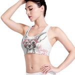 Cute Chihuahua With Glasses Print Women's Sports Bra