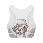 Cute Chihuahua With Glasses Print Women's Sports Bra