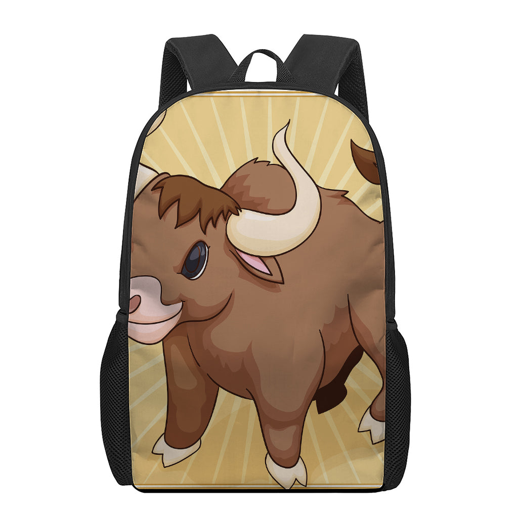 Cute Chinese Ox Zodiac Print 17 Inch Backpack
