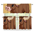 Cute Chinese Ox Zodiac Print 3 Piece Kitchen Curtains