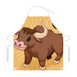 Cute Chinese Ox Zodiac Print Adjustable Apron