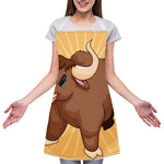 Cute Chinese Ox Zodiac Print Adjustable Apron