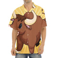Cute Chinese Ox Zodiac Print Aloha Shirt