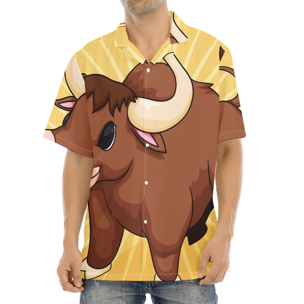 Cute Chinese Ox Zodiac Print Aloha Shirt