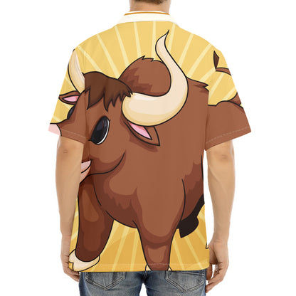 Cute Chinese Ox Zodiac Print Aloha Shirt
