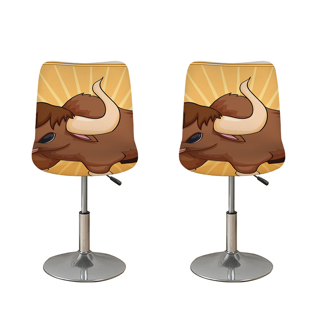 Cute Chinese Ox Zodiac Print Bar Stool Covers