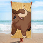 Cute Chinese Ox Zodiac Print Beach Towel