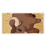 Cute Chinese Ox Zodiac Print Beach Towel