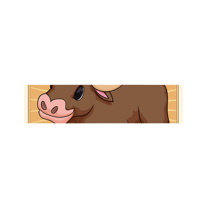 Cute Chinese Ox Zodiac Print Bed Runner