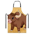 Cute Chinese Ox Zodiac Print Bib Apron With Pocket