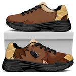 Cute Chinese Ox Zodiac Print Black Chunky Shoes