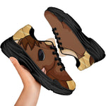 Cute Chinese Ox Zodiac Print Black Chunky Shoes