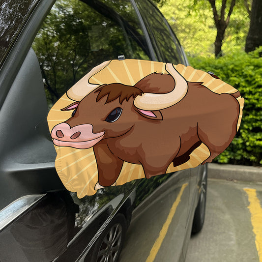 Cute Chinese Ox Zodiac Print Car Side Mirror Covers