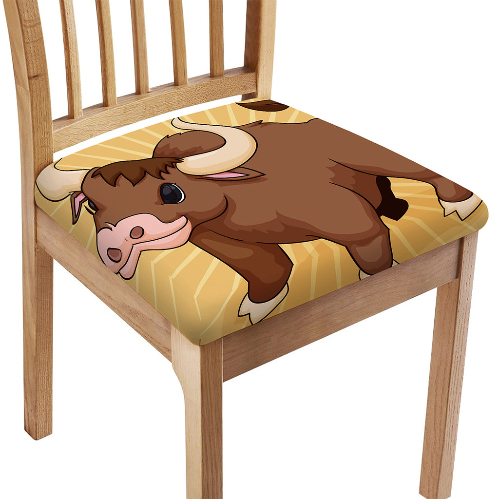 Cute Chinese Ox Zodiac Print Chair Cushion Cover