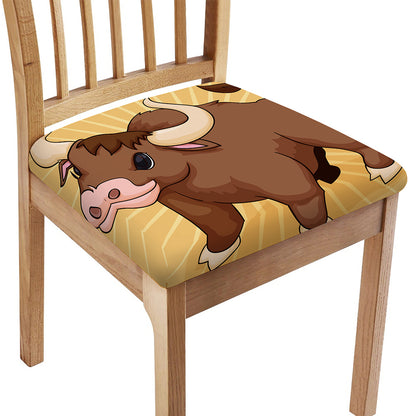 Cute Chinese Ox Zodiac Print Chair Cushion Cover