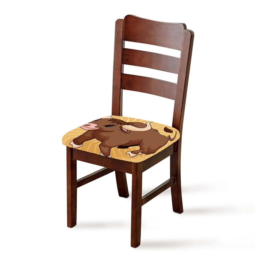 Cute Chinese Ox Zodiac Print Chair Cushion Cover